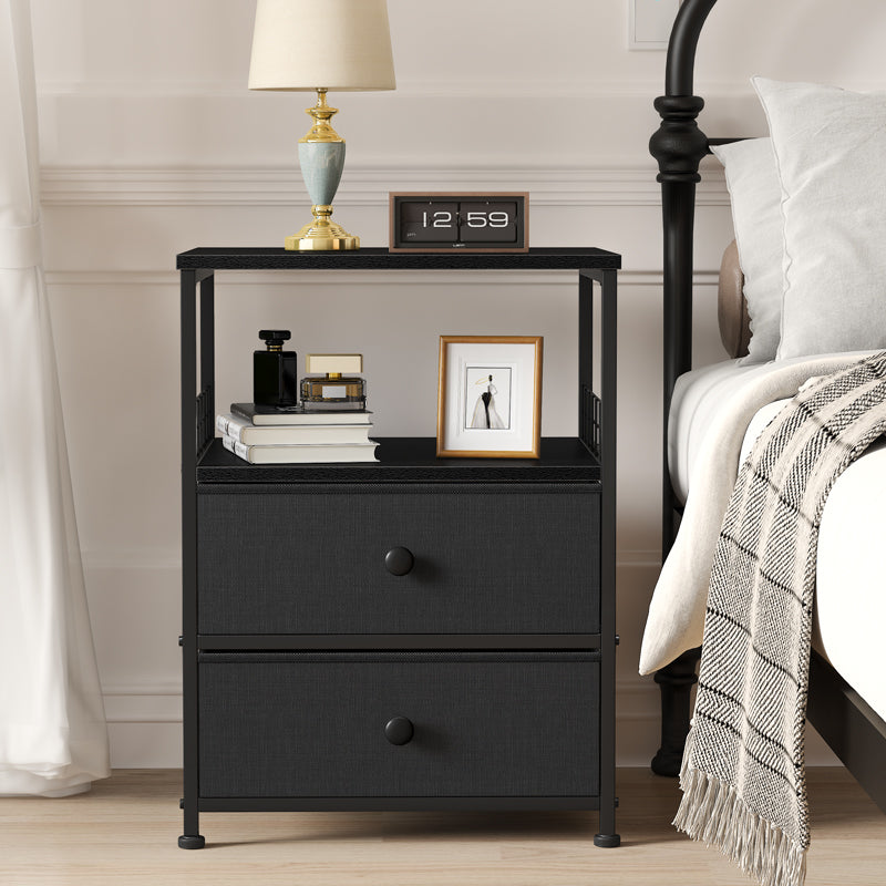 24 Inch Nightstand Set of 2 - Bedside Tables with Drawers, Modern Bedroom Furniture for Small Spaces, Space-Saving Design-Furniture > Nightstand-2-Rustic Brown-snhomee